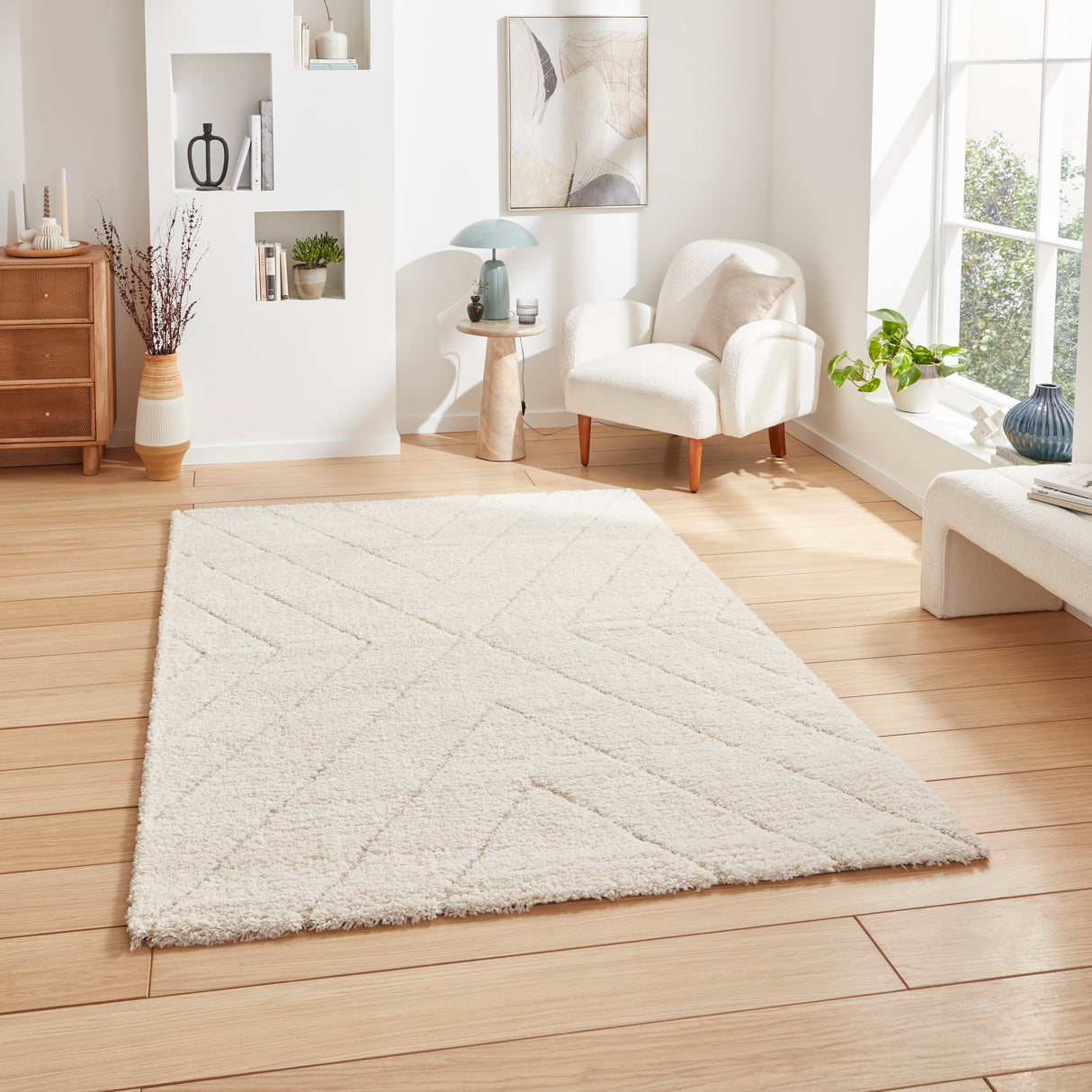Ideal Shaggy 80362 Cream Berber Rug