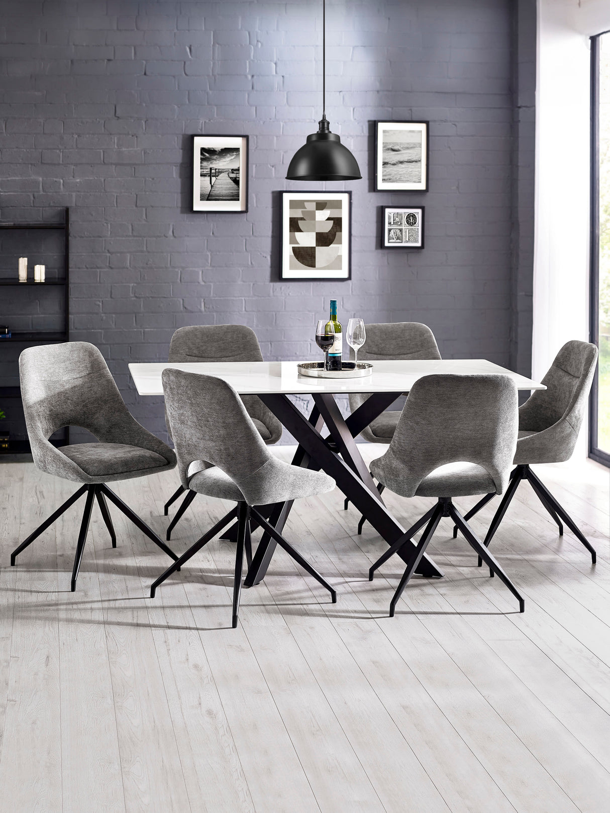 Jonah Upholstered Swivel Dining Chair with Return (Set of 2)