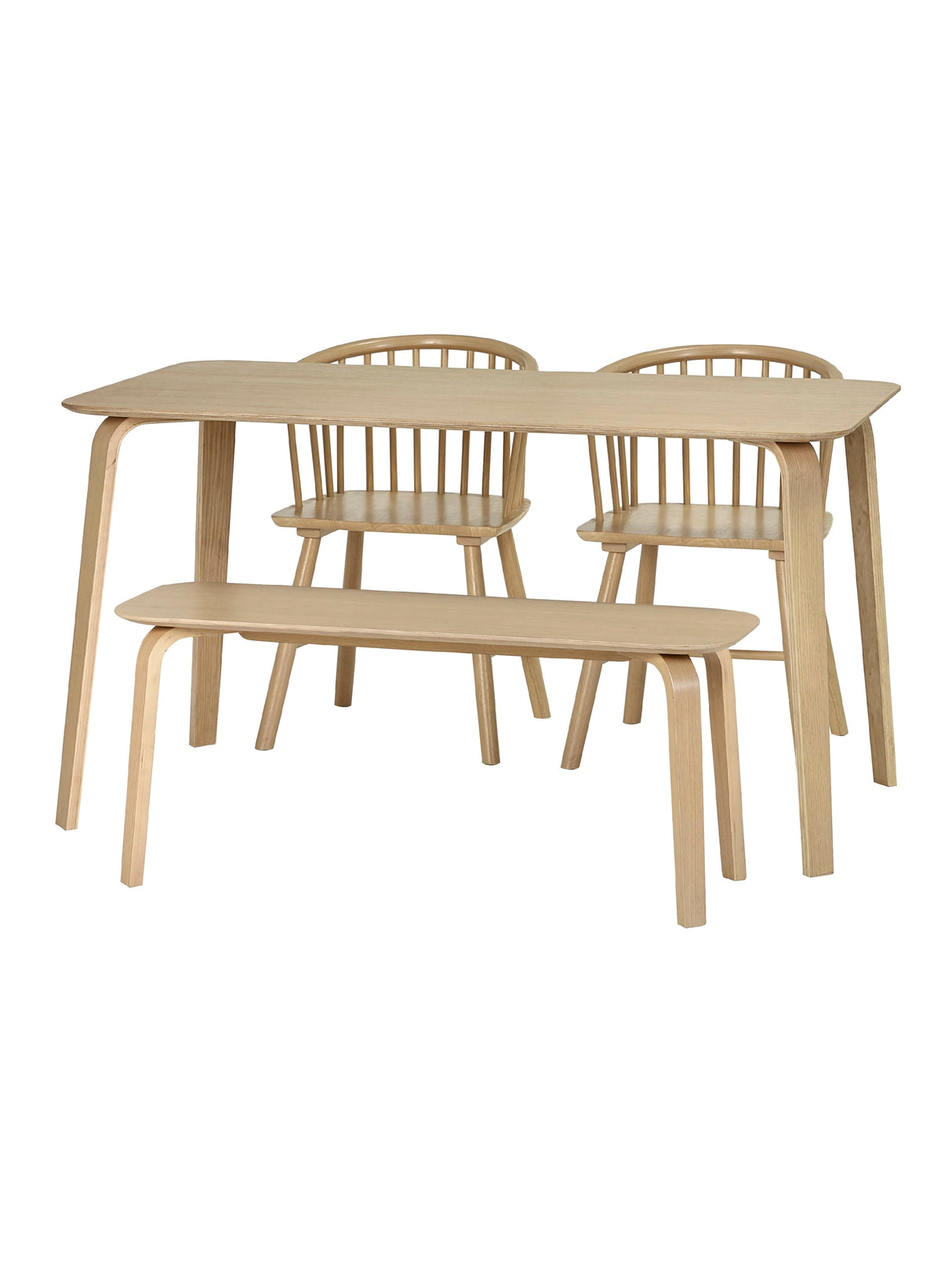 Kaito 2 Seater Dining Bench with Curved Legs
