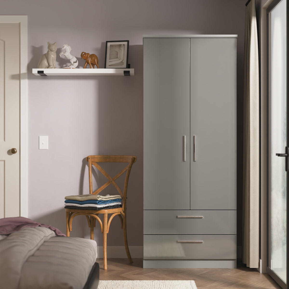 Knightsbridge 2ft6in 2 Drawer Wardrobe