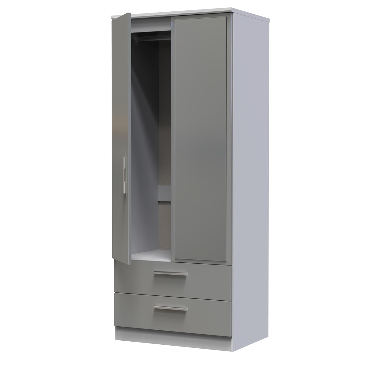 Knightsbridge 2ft6in 2 Drawer Mirror Wardrobe