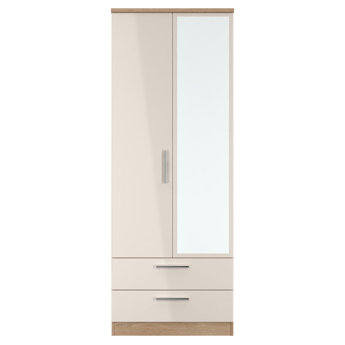 Knightsbridge Tall 2 Drawer Mirrored Wardrobe