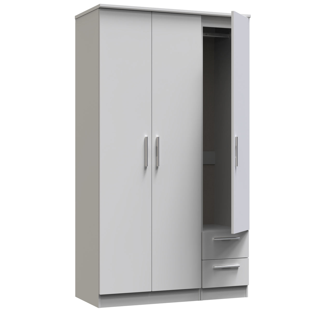 Knightsbridge Tall Triple Plain + Drawer Wardrobe