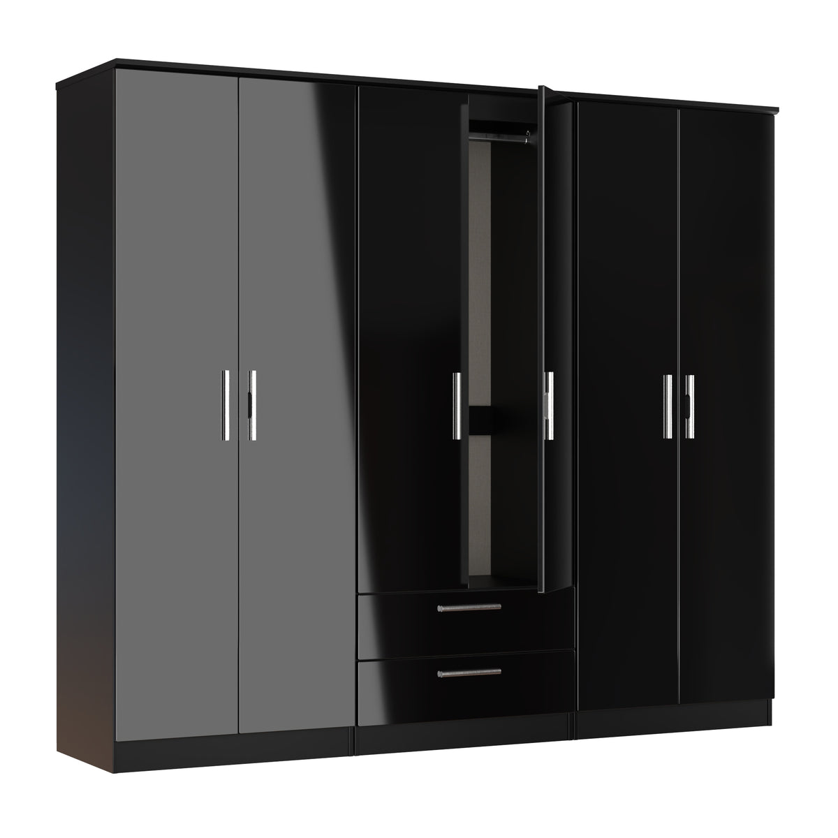 Knightsbridge Tall 6 Door 2 Drawer Double Wardrobe