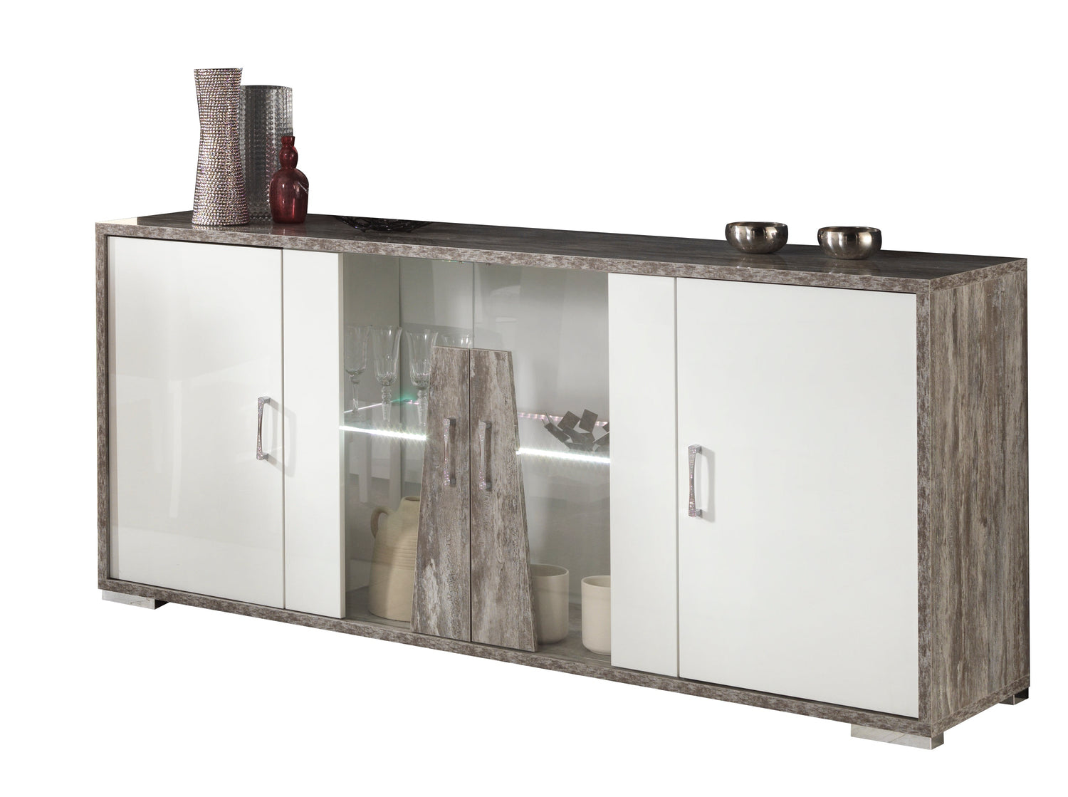 San Martino Kronos Italian High Gloss 4 Door Sideboard with LED Light