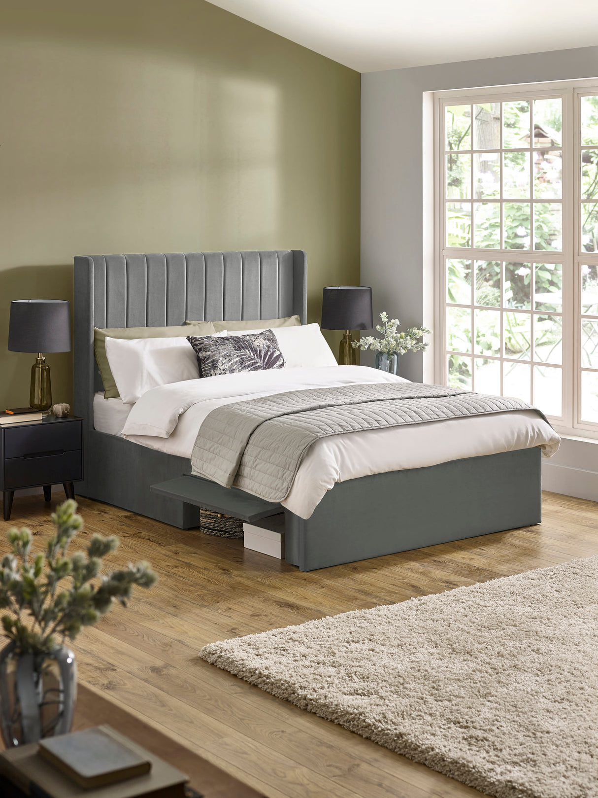 Leila Upholstered Bed with Side Access Storage