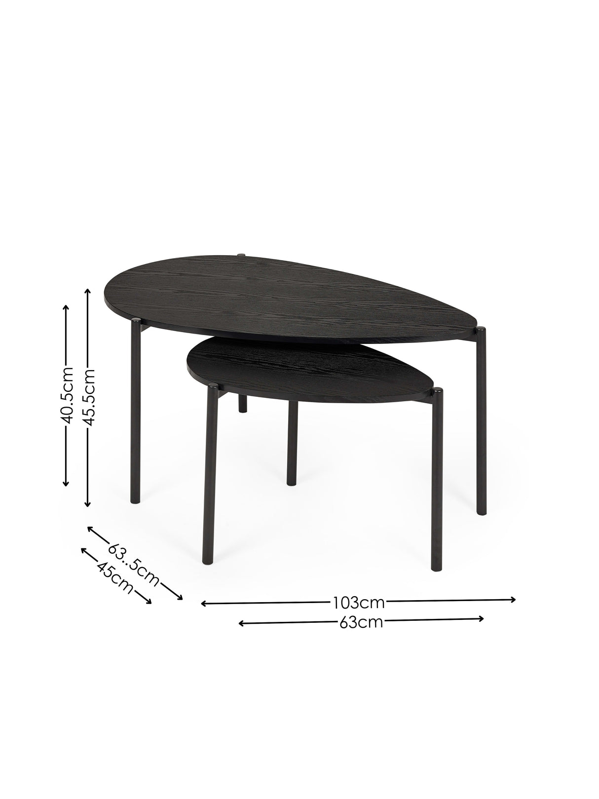 Lorette Teardrop Nest of 2 Coffee Tables