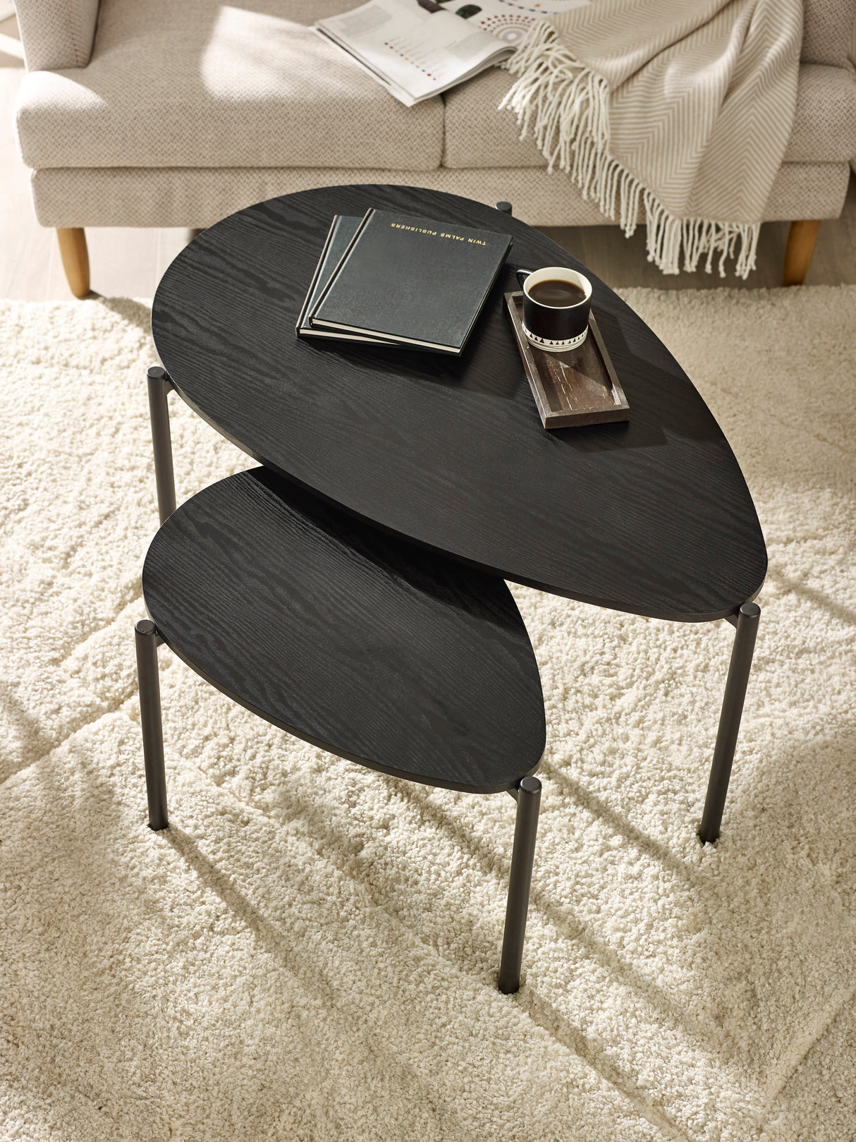 Lorette Teardrop Nest of 2 Coffee Tables