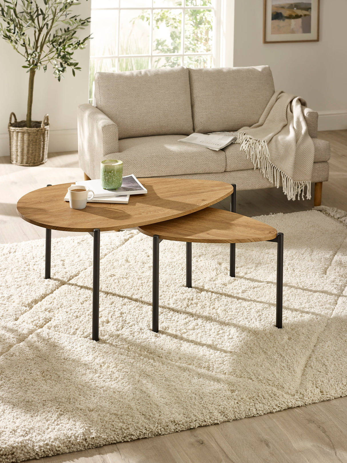 Lorette Teardrop Nest of 2 Coffee Tables