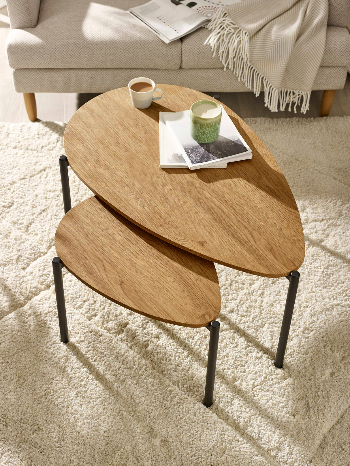 Lorette Teardrop Nest of 2 Coffee Tables