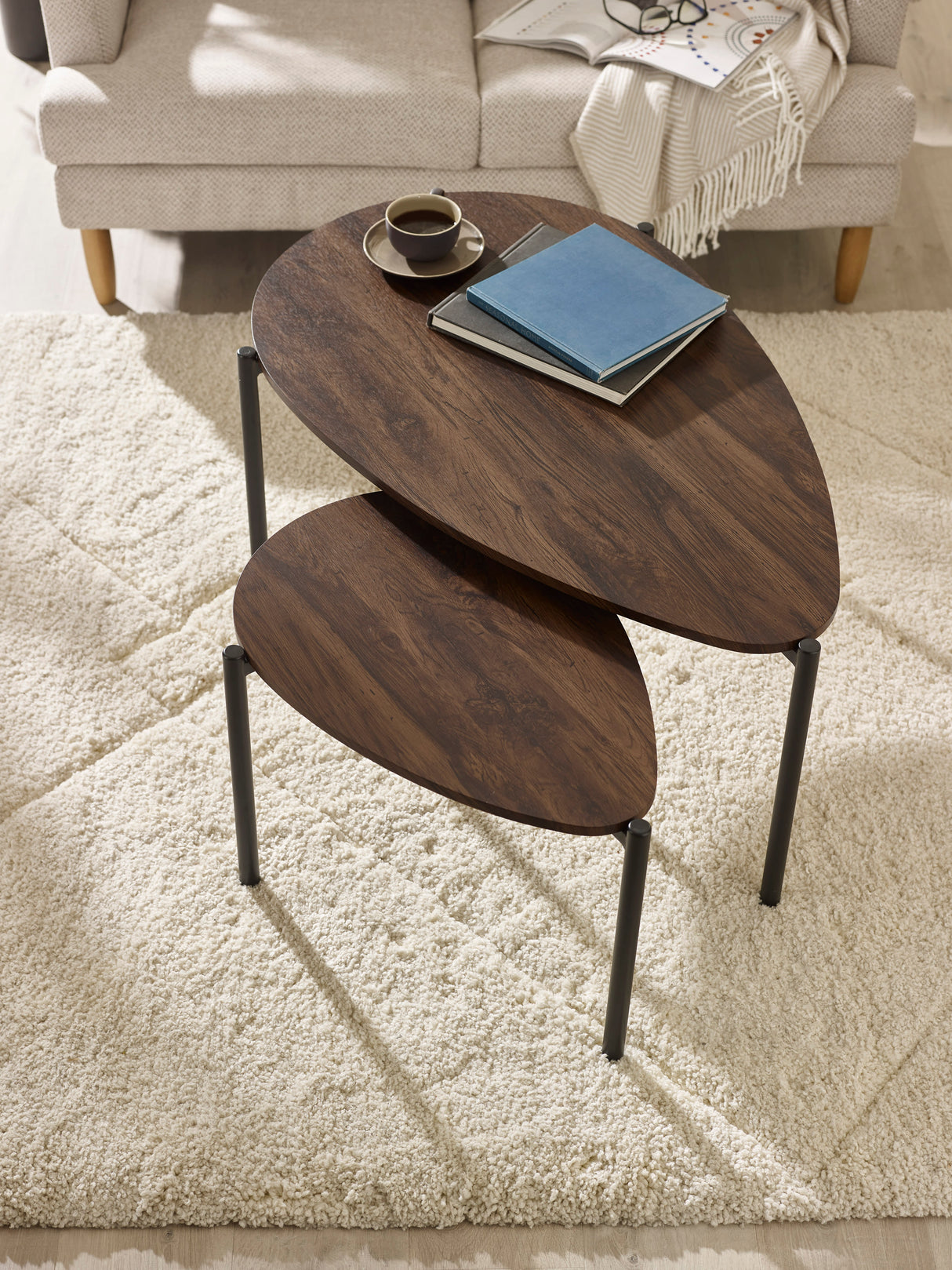 Lorette Teardrop Nest of 2 Coffee Tables