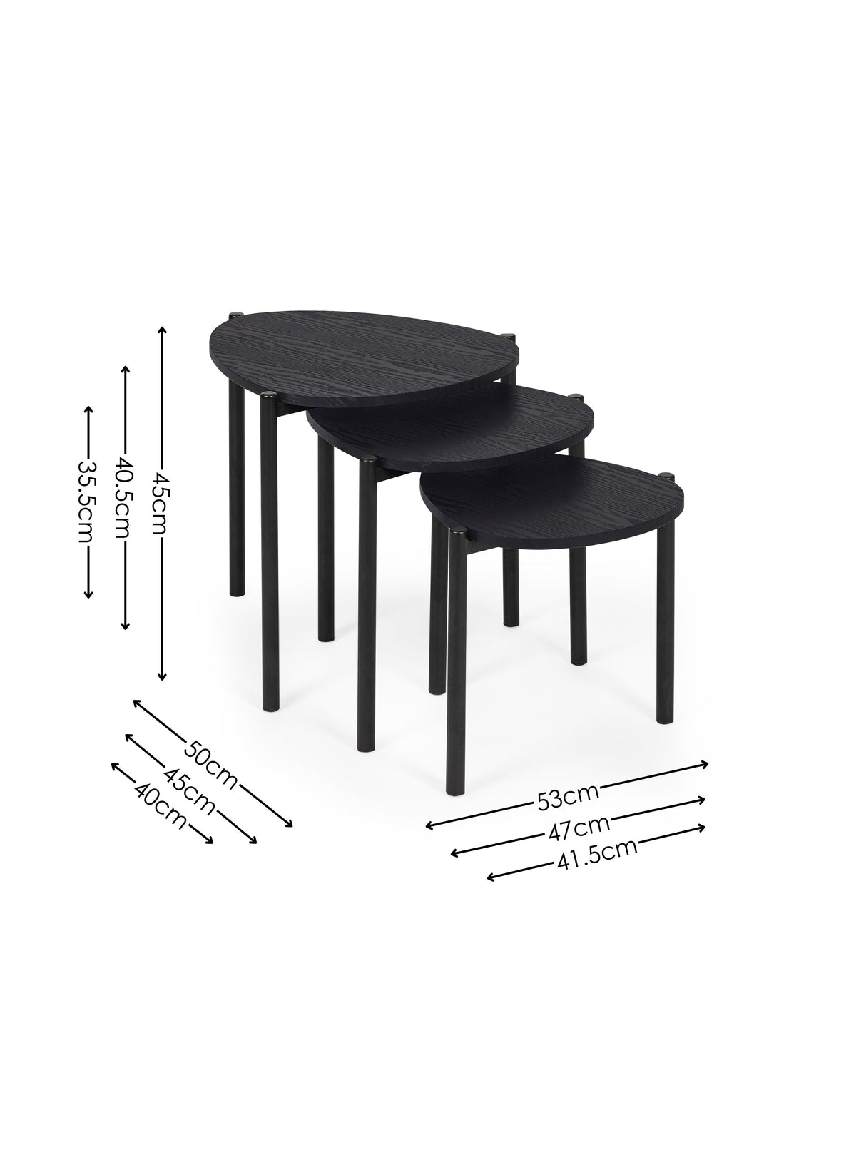 Lorette Teardrop Nest of 3 Side Tables