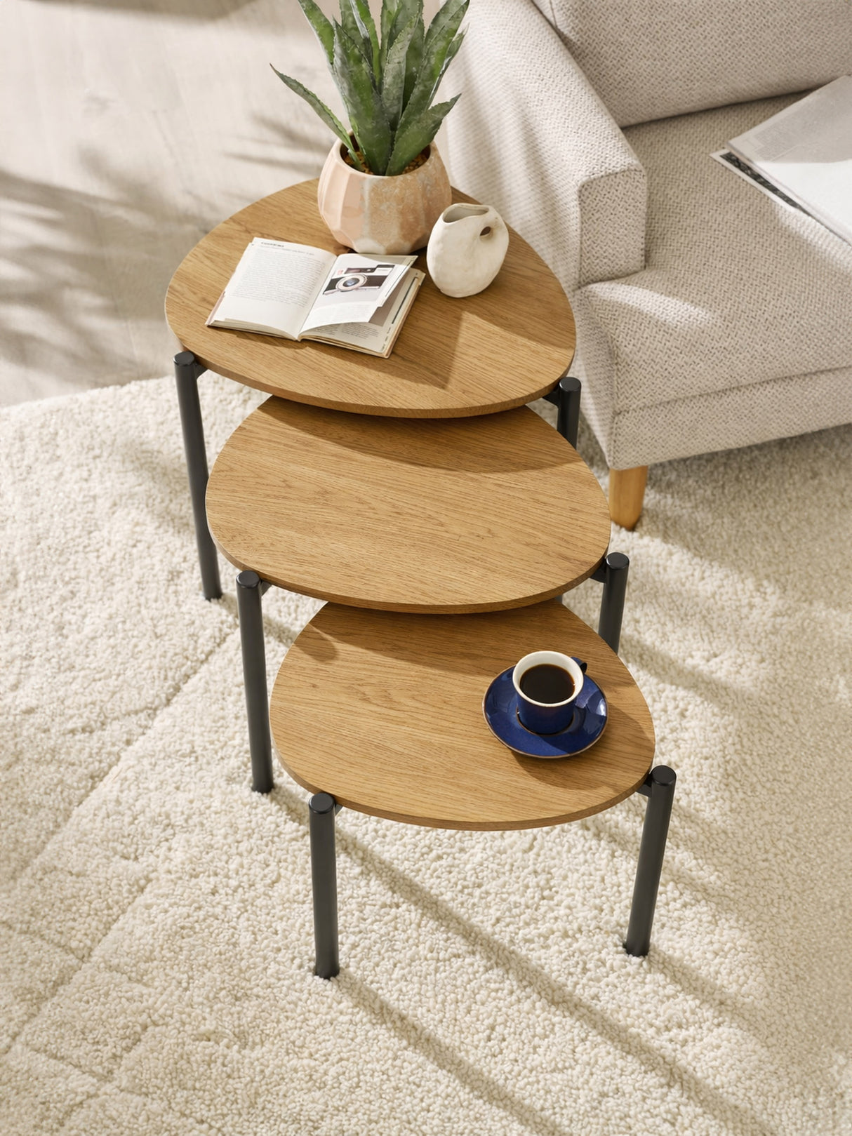 Lorette Teardrop Nest of 3 Side Tables