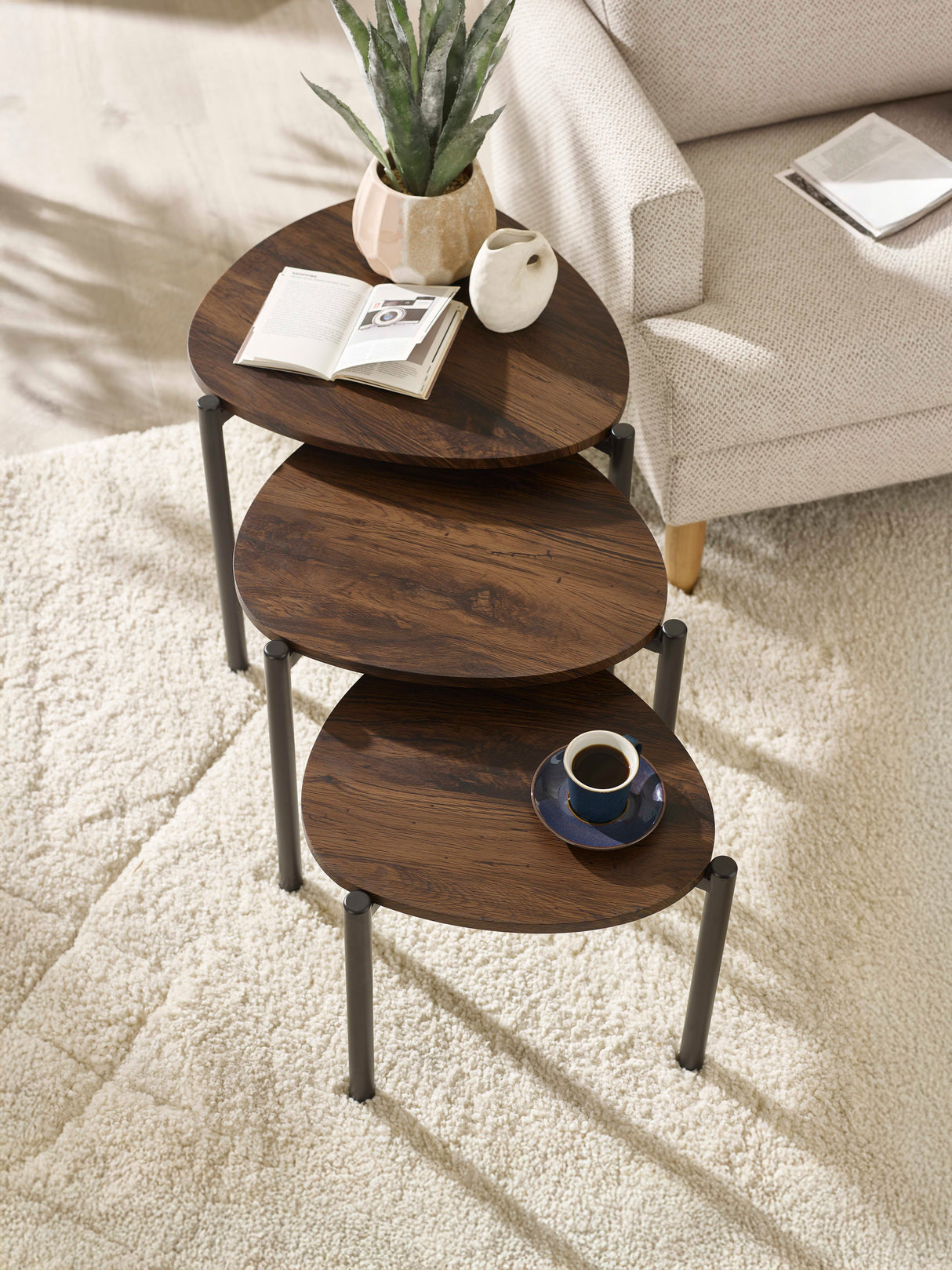 Lorette Teardrop Nest of 3 Side Tables