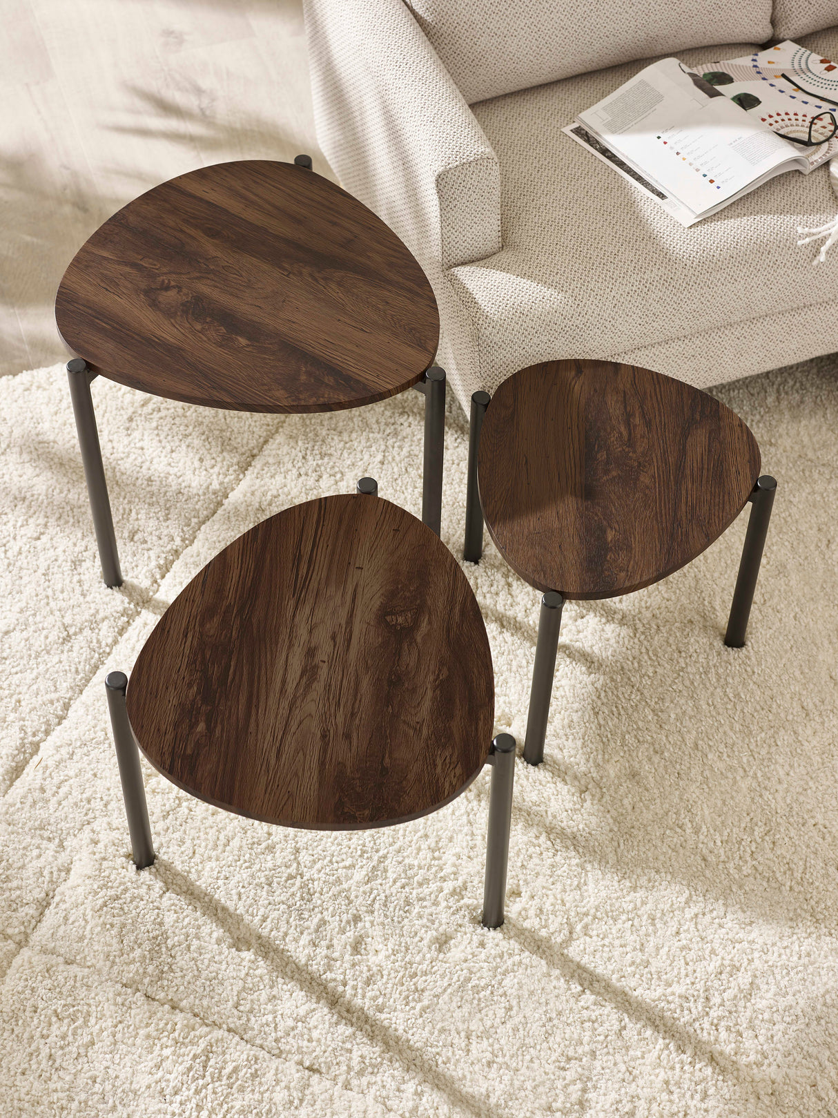 Lorette Teardrop Nest of 3 Side Tables
