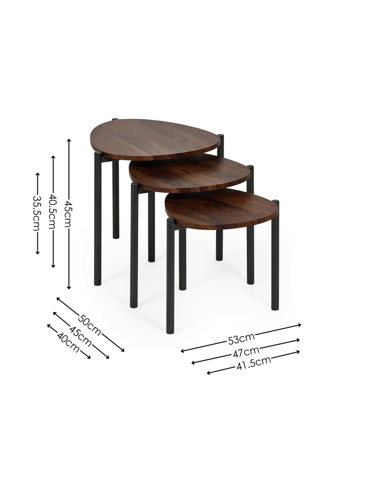 Lorette Teardrop Nest of 3 Side Tables