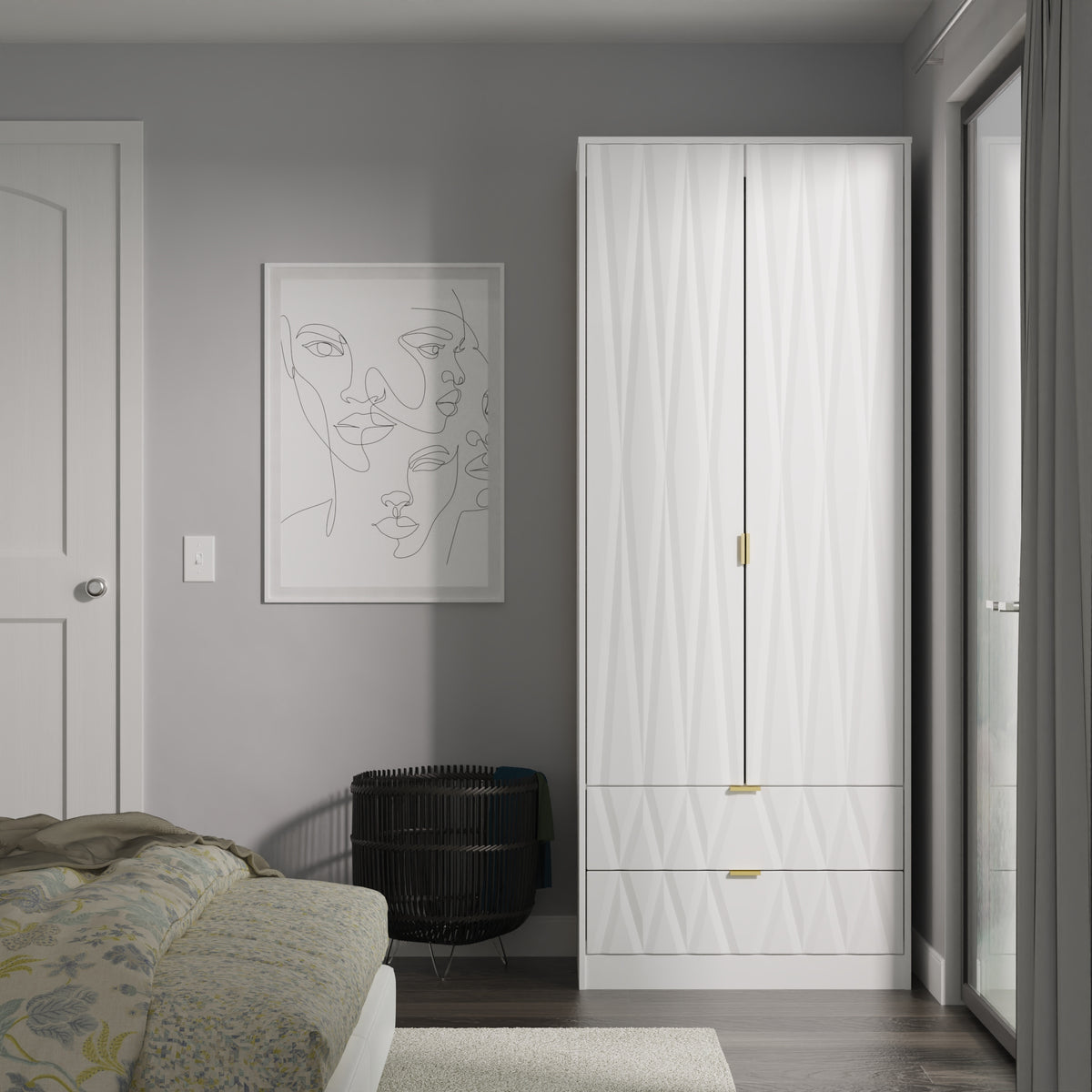 Las Vegas Tall 2 Drawer Wardrobe