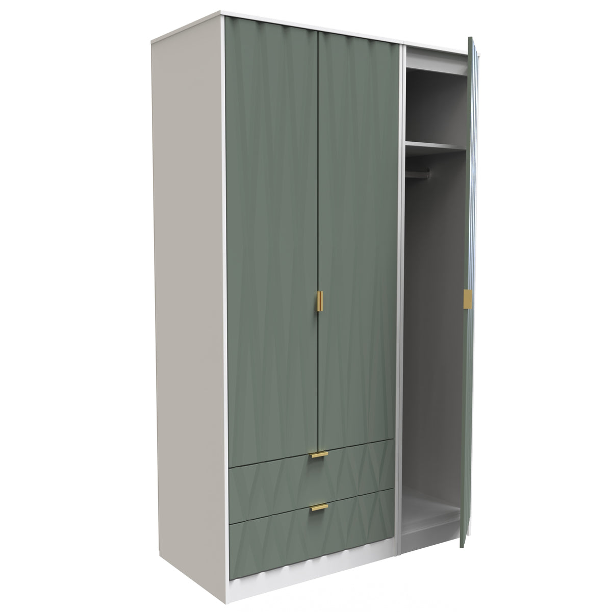 Las Vegas Tall Triple 2 Drawer Mirrored Wardrobe