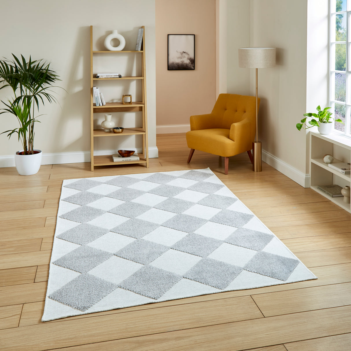 Lyna J0529 Cream/Grey Washable Rug