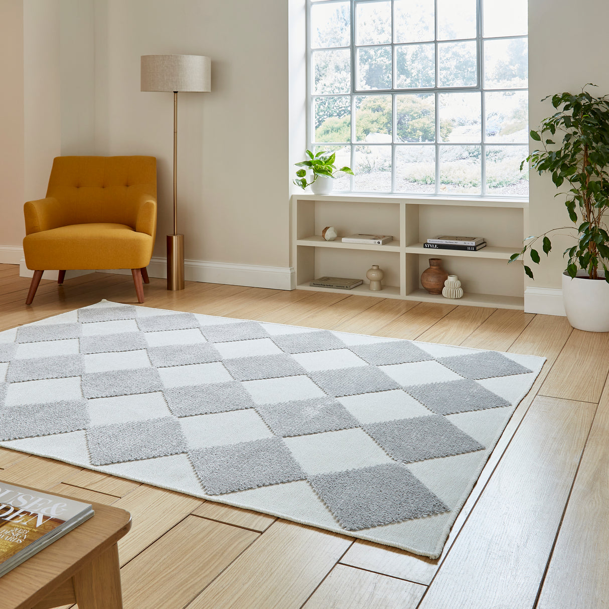 Lyna J0529 Cream/Grey Washable Rug