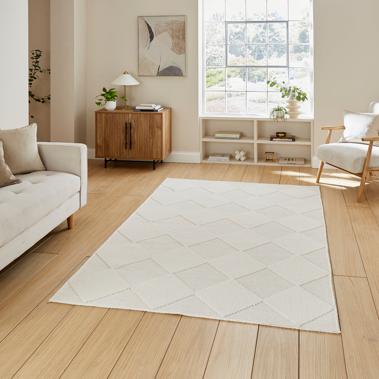 Lyna J0529 Cream Washable Rug