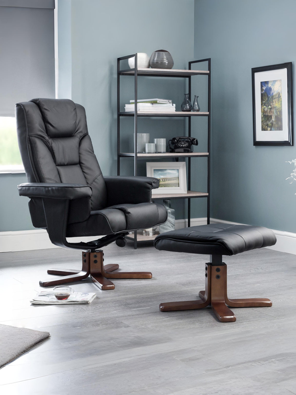 Malmo Upholstered Swivel Recliner Chair and Footstool