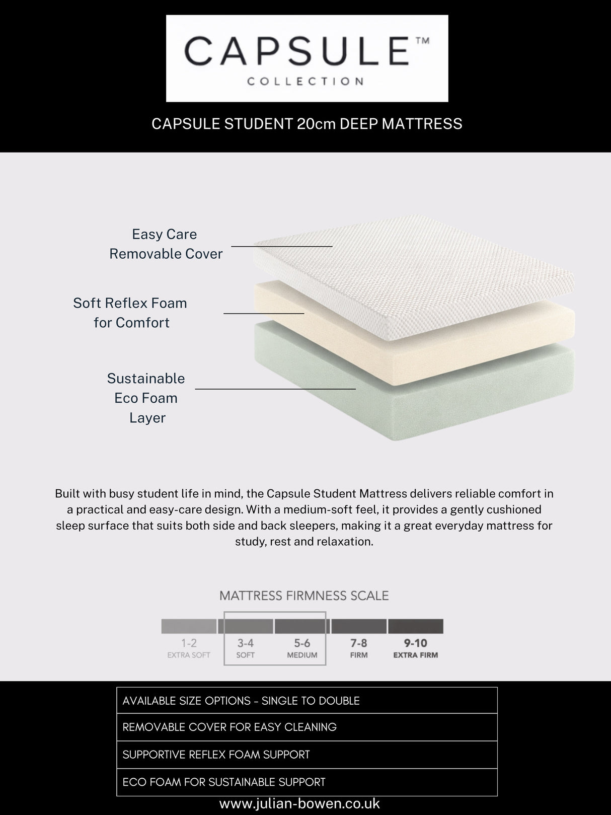 Capsule Student Foam Mattress