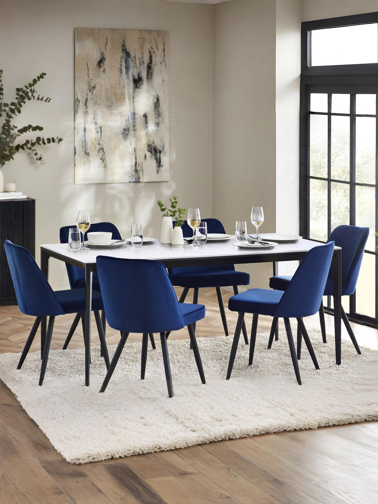 Miami Rectangular Stone Top 4-6 Seater Dining Table