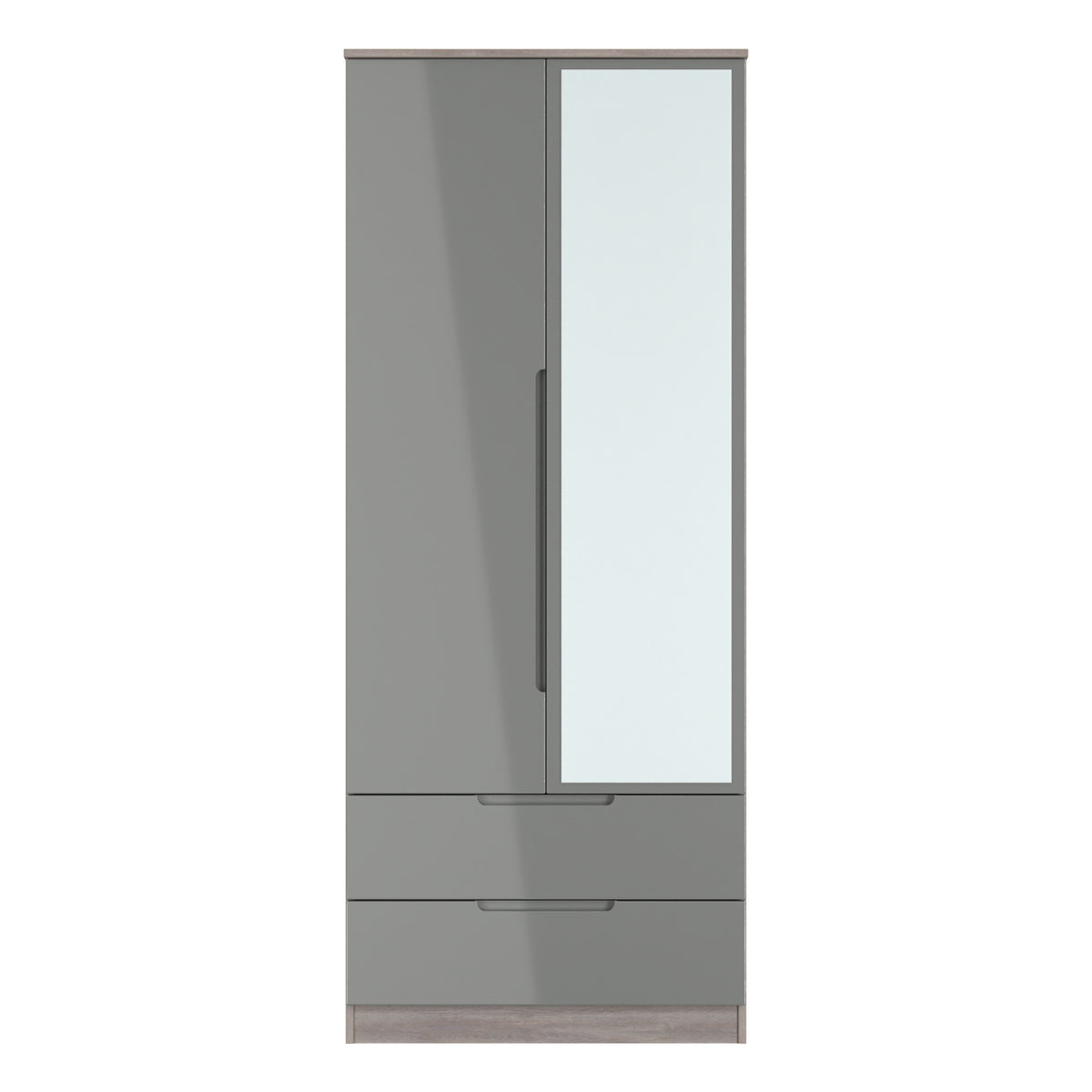 Milan 2ft6in 2 Drawer Mirror Wardrobe