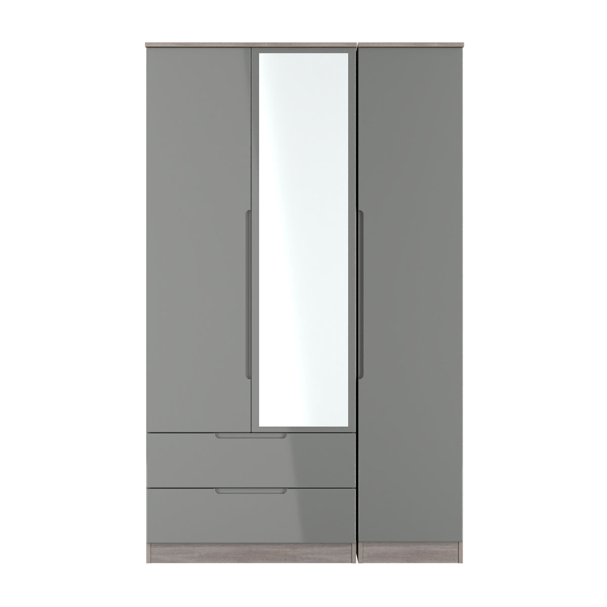 Milan Triple 2 Drawer Mirrored Wardrobe