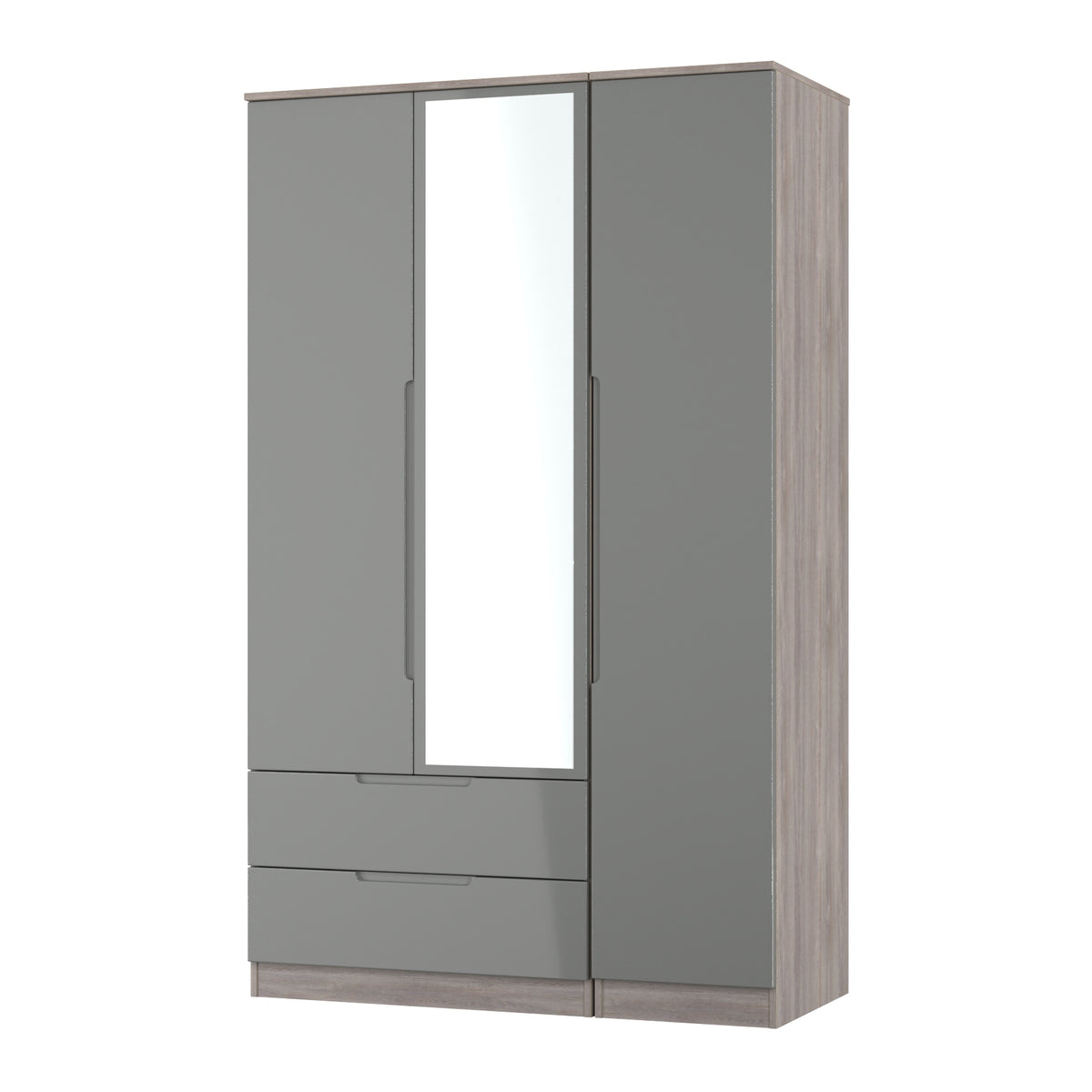 Milan Triple 2 Drawer Mirrored Wardrobe