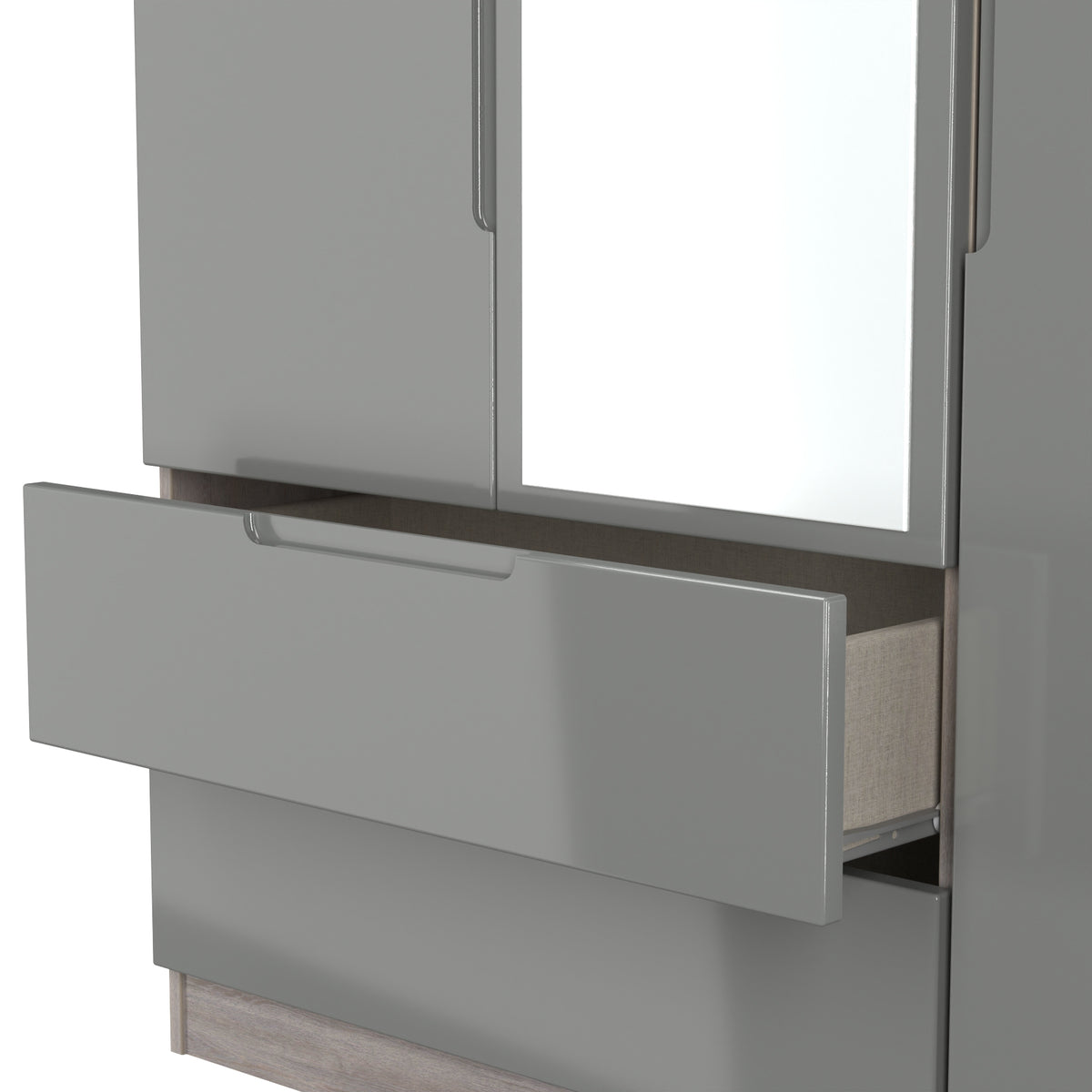 Milan Triple 2 Drawer Mirrored Wardrobe