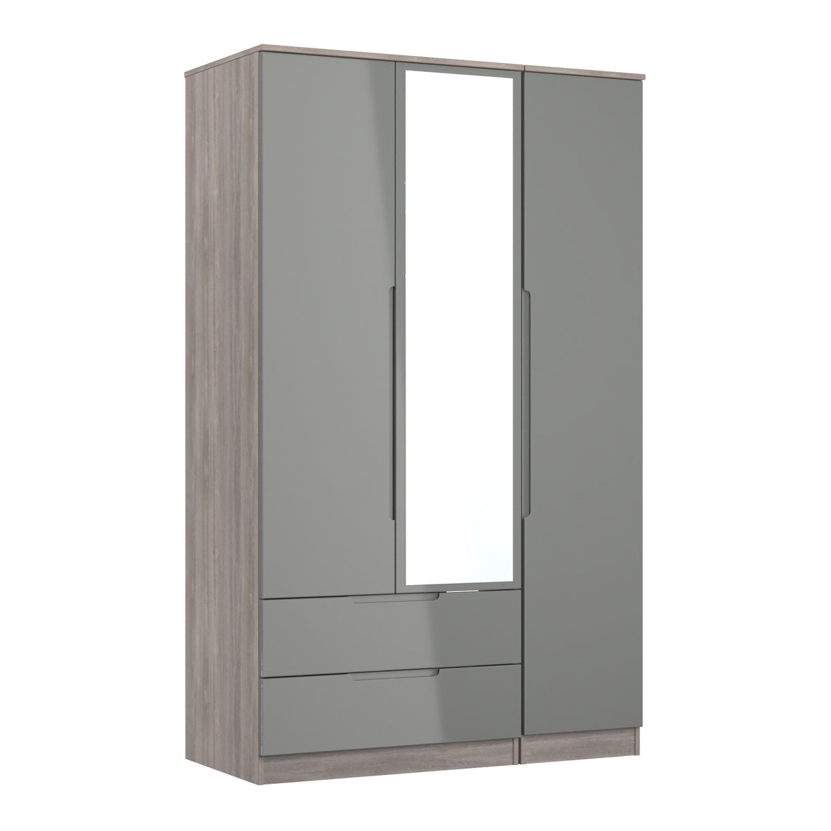 Milan Triple 2 Drawer Mirrored Wardrobe