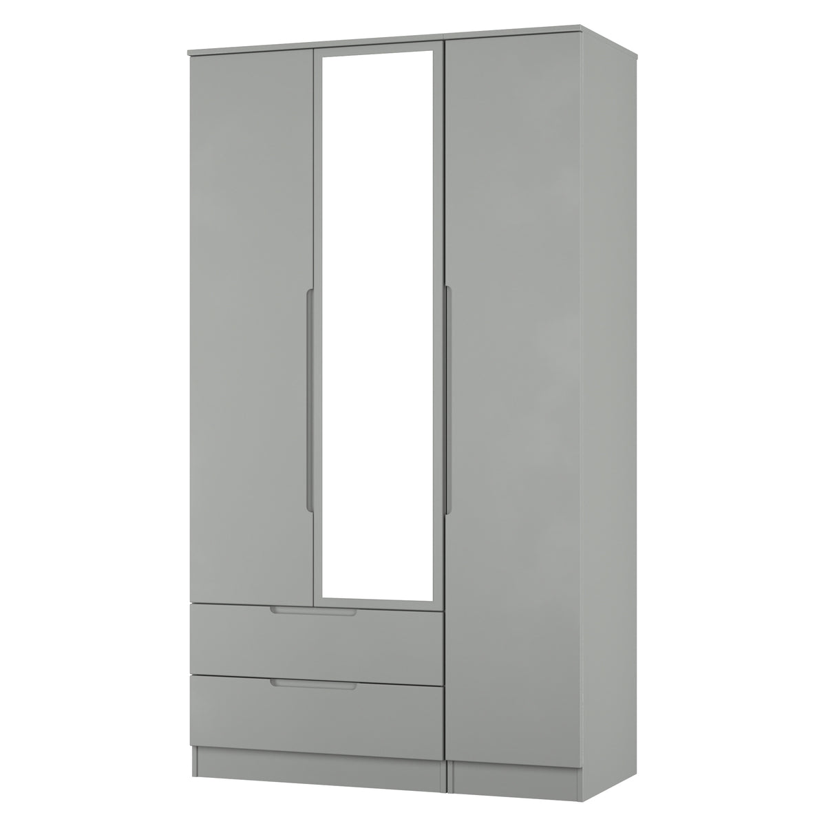 Milan Tall Triple 2 Drawer Mirrored Wardrobe