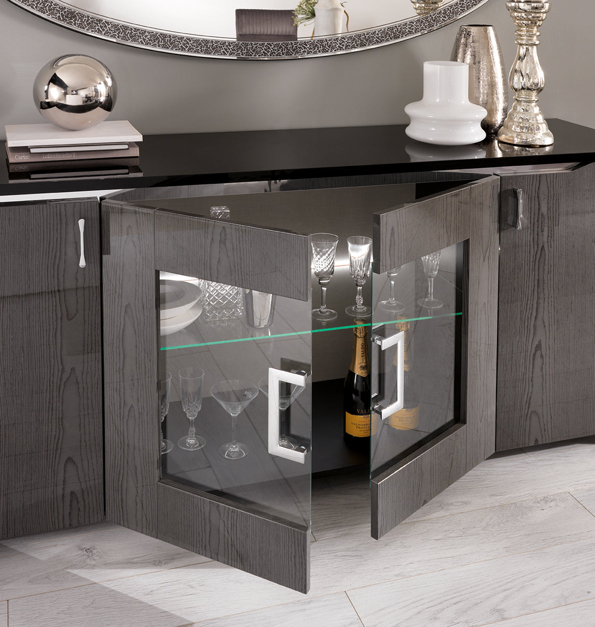 San Martino Metropol Grey 4 Door Sideboard with LED
