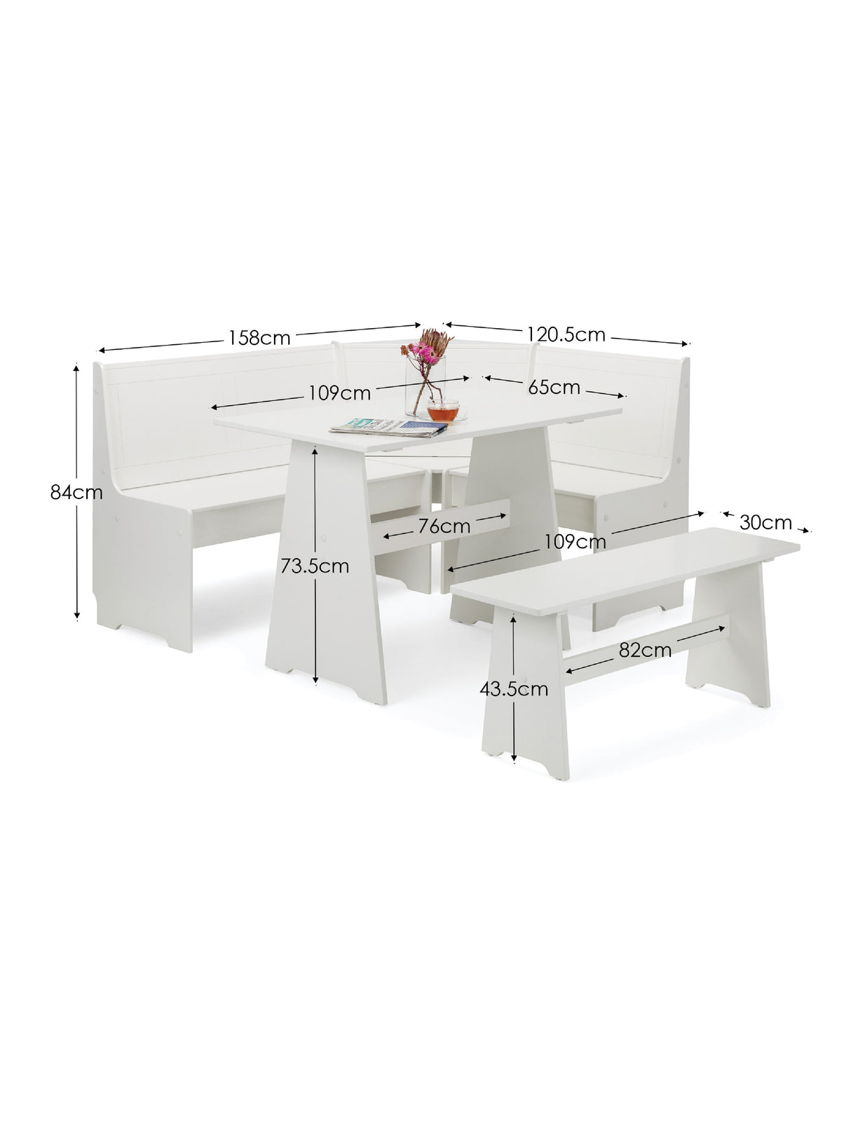 Newport Corner 5 Seater Dining Set with Storage Bench