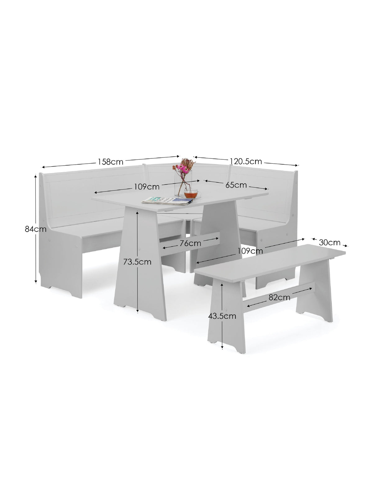 Newport Corner 5 Seater Dining Set with Storage Bench