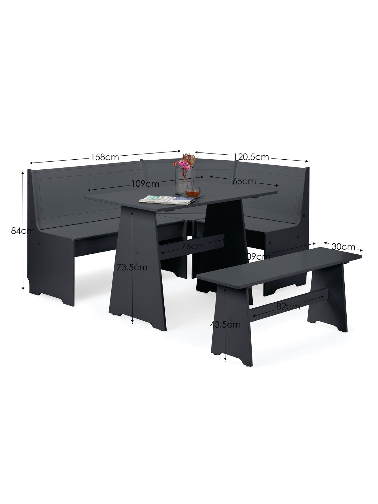 Newport Corner 5 Seater Dining Set with Storage Bench