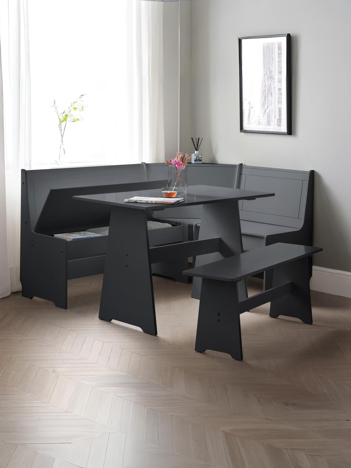 Newport Corner 5 Seater Dining Set with Storage Bench