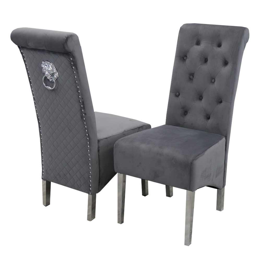 Emma Dining Chair in Dark Grey Velvet