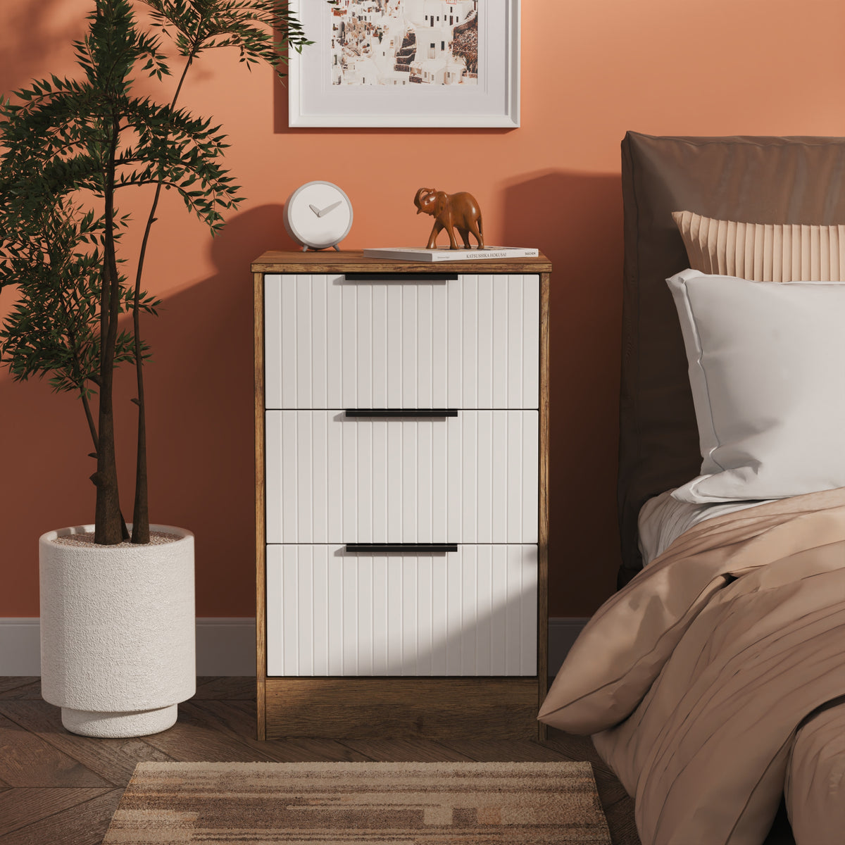 Nashville 3 Drawer Bedside Cabinet
