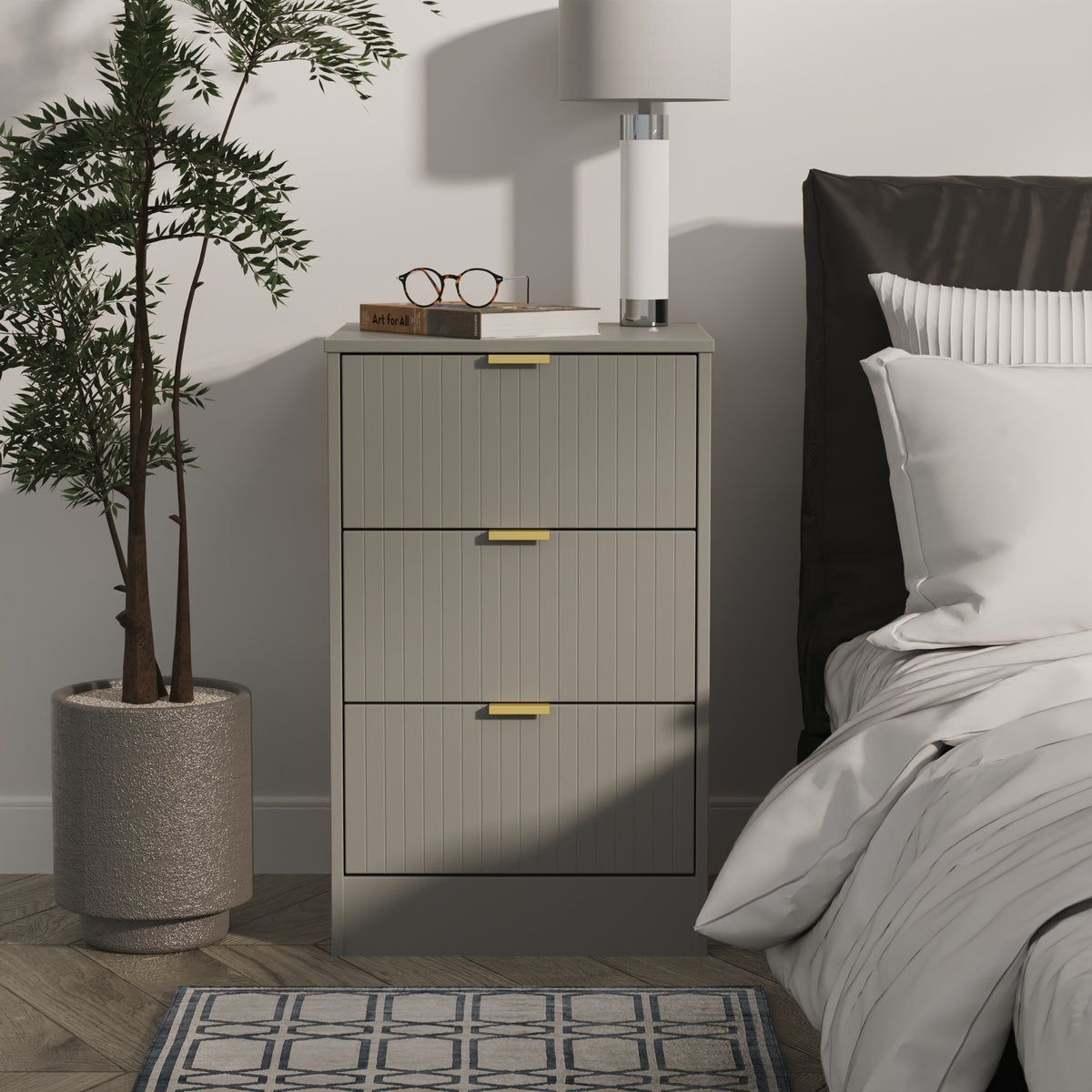Nashville 3 Drawer Bedside Cabinet