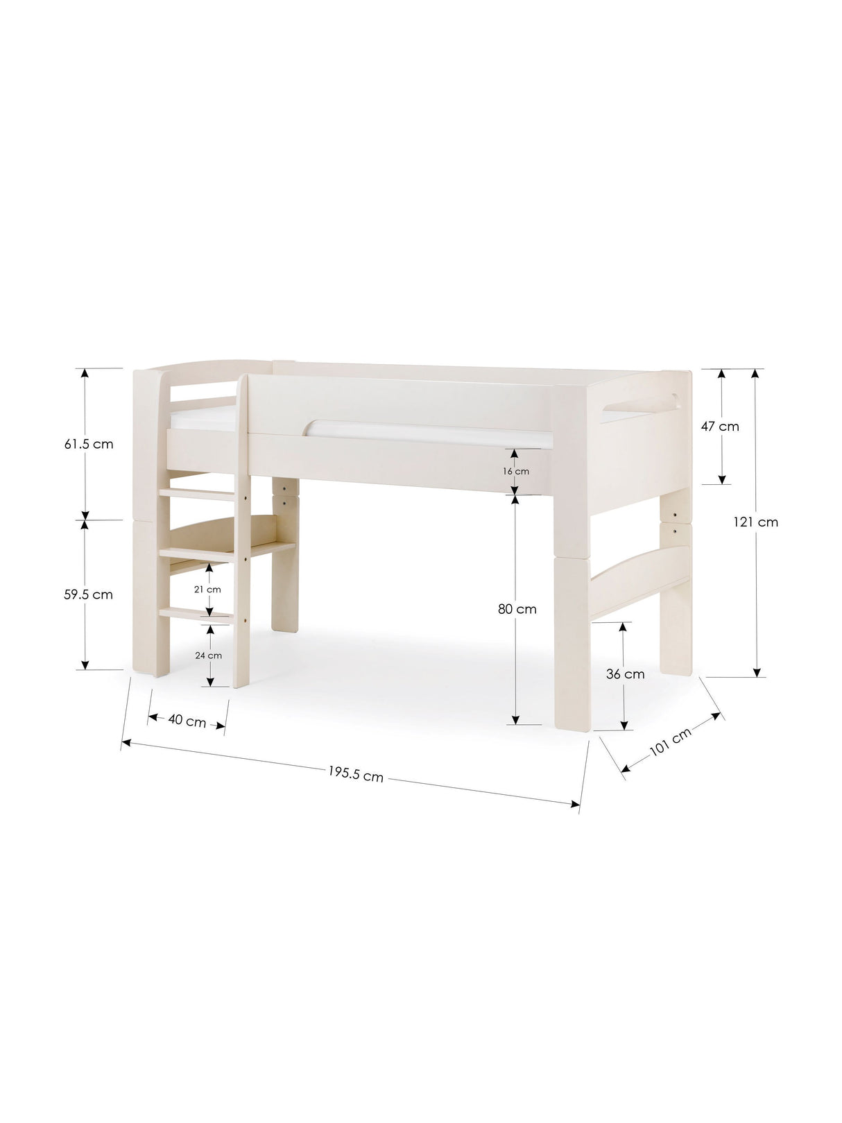 Pluto Convertible Mid Sleeper Bed