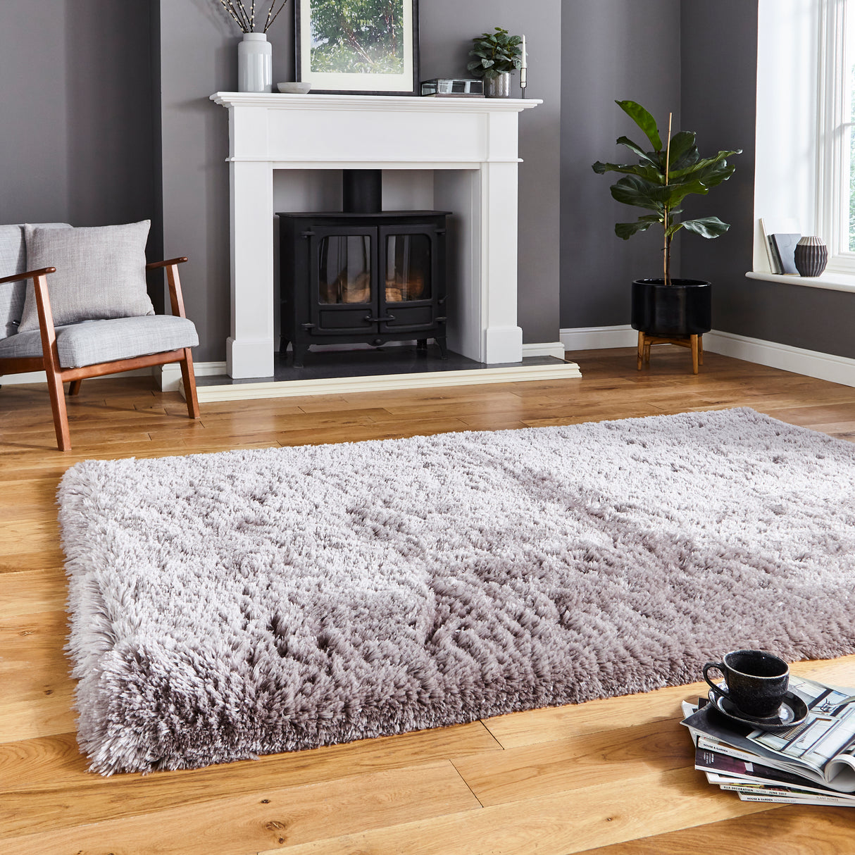 Polar Plush Light Grey Soft Shaggy Rug