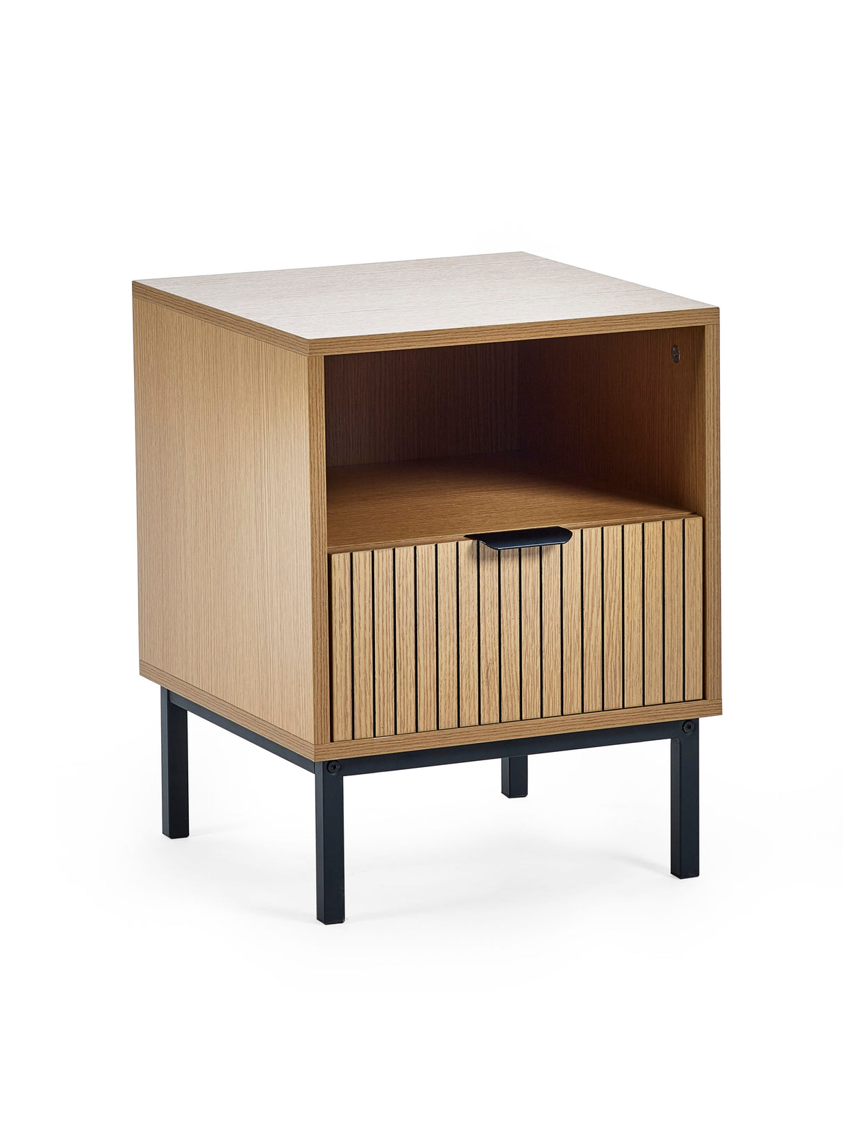 Sia Fluted 1 Drawer Bedside Table with Shelf
