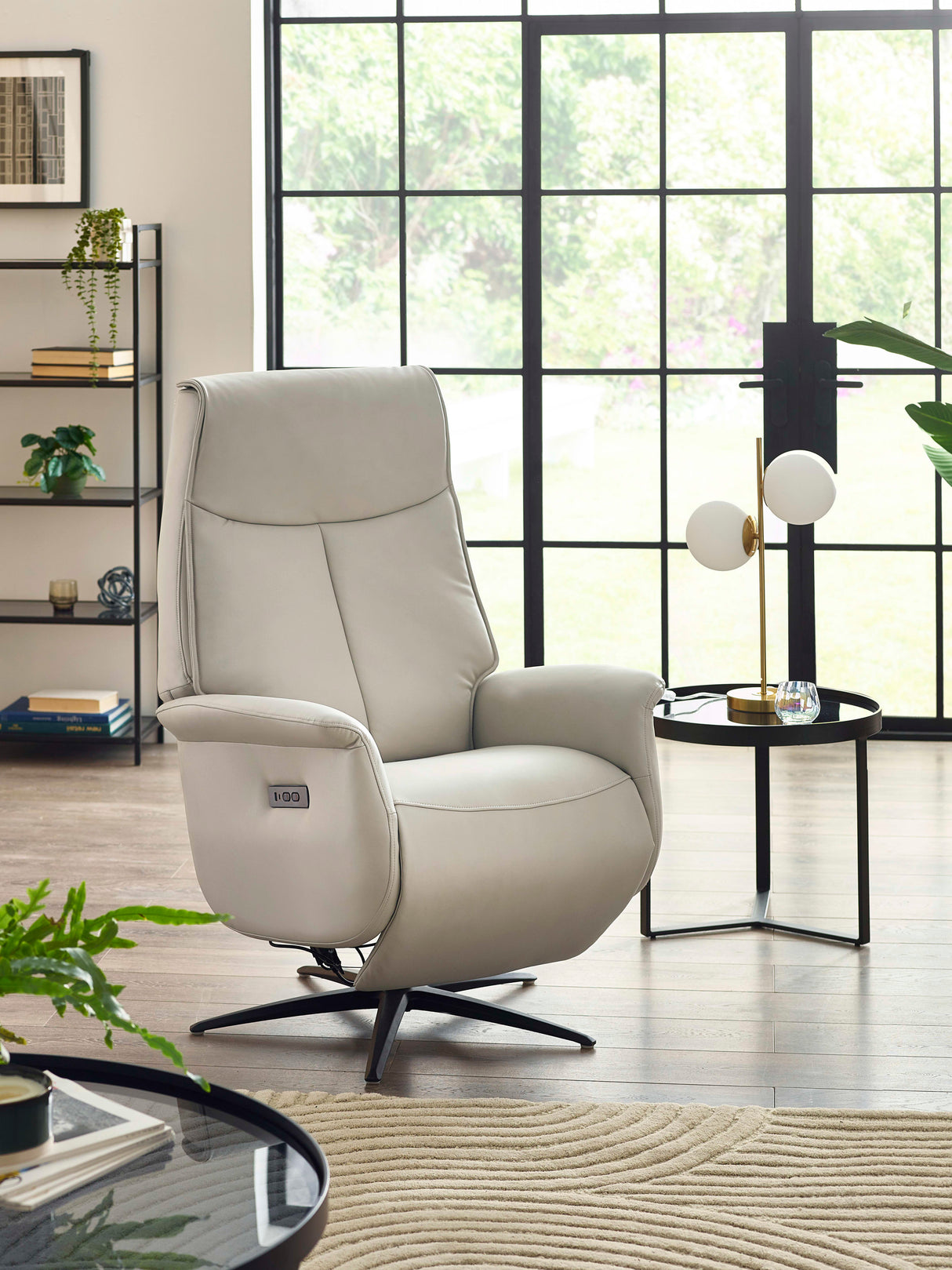 Sofia Upholstered Dual Motor Swivel Recliner Chair
