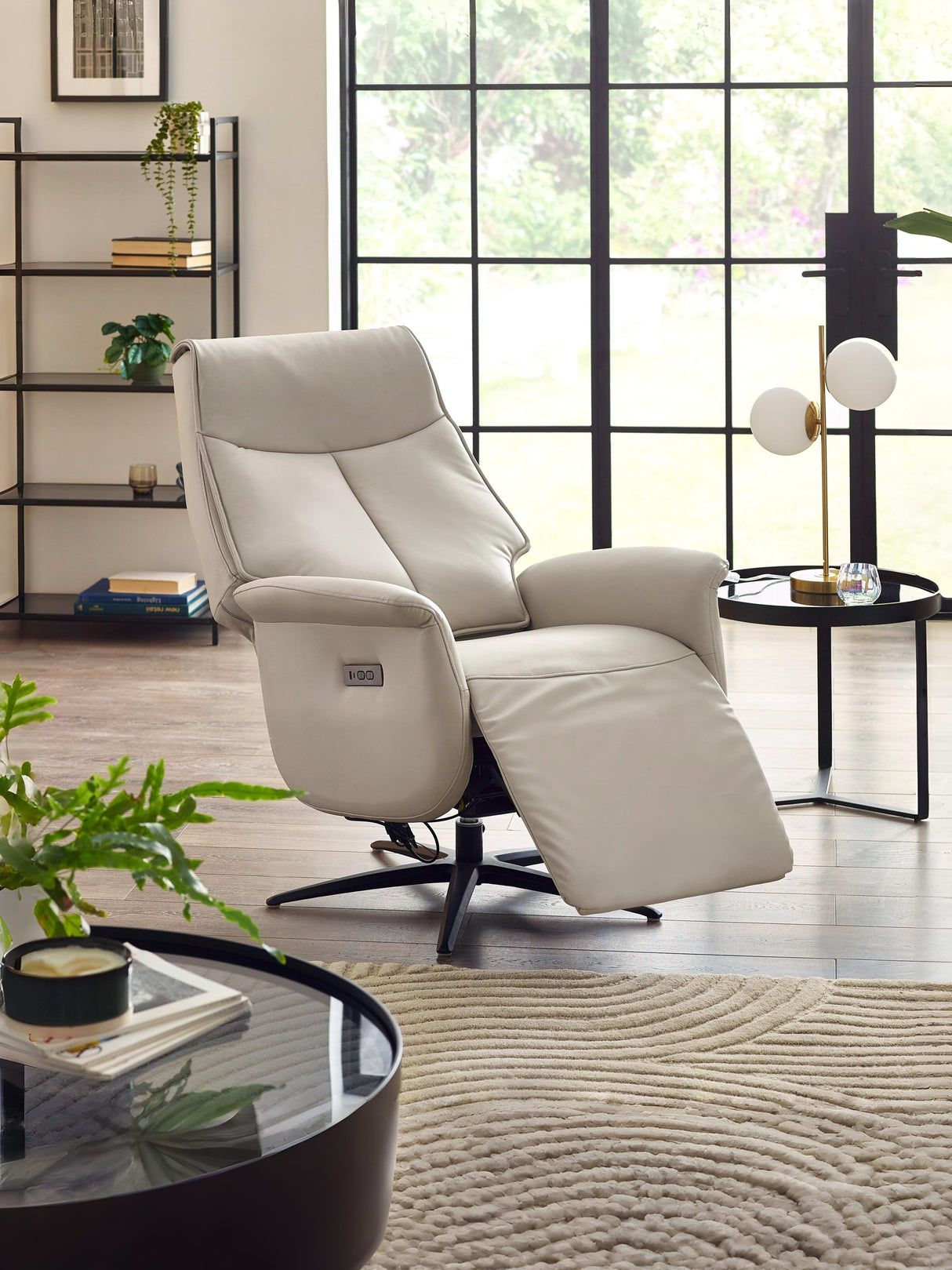 Sofia Upholstered Dual Motor Swivel Recliner Chair