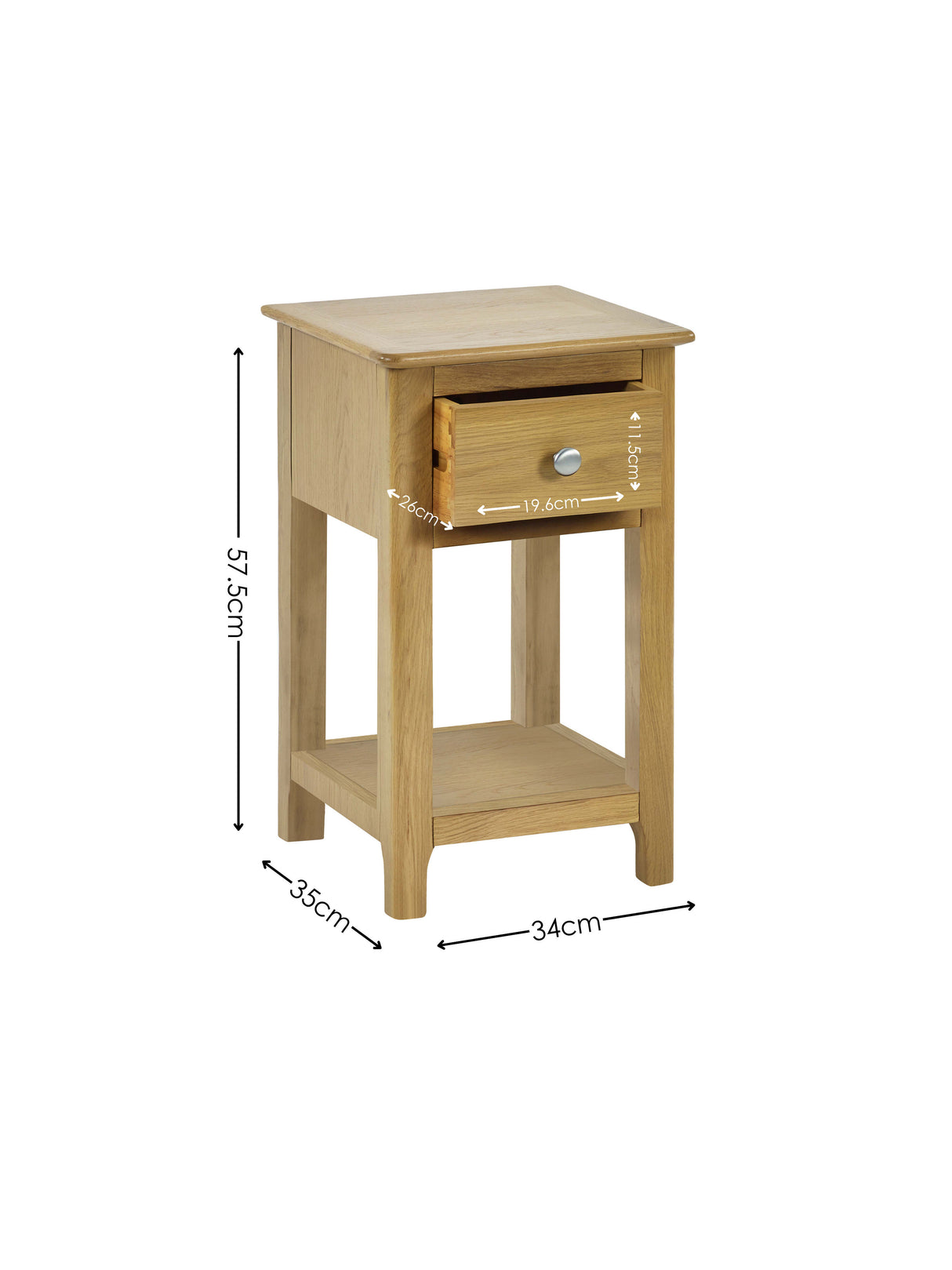 Somerset 1 Drawer Slim Bedside Table