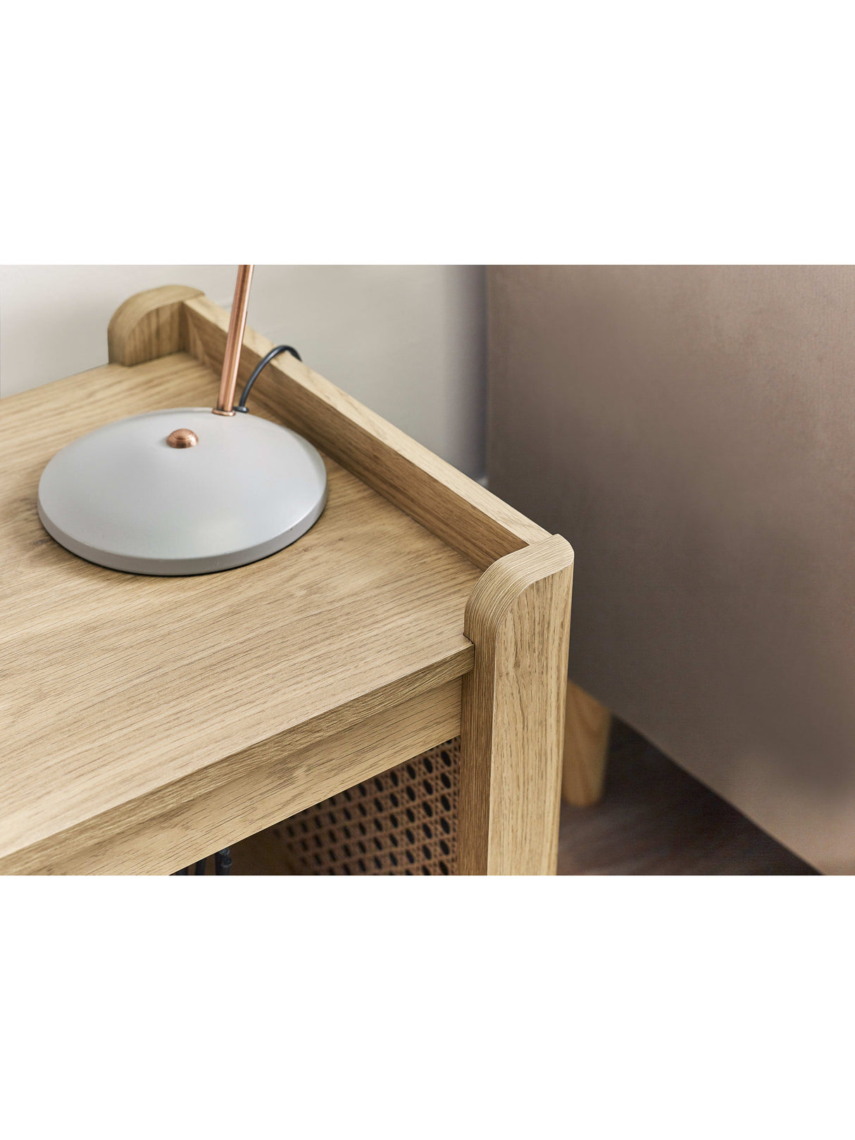 Sydney Rattan Print Side Table with Removable Shelf