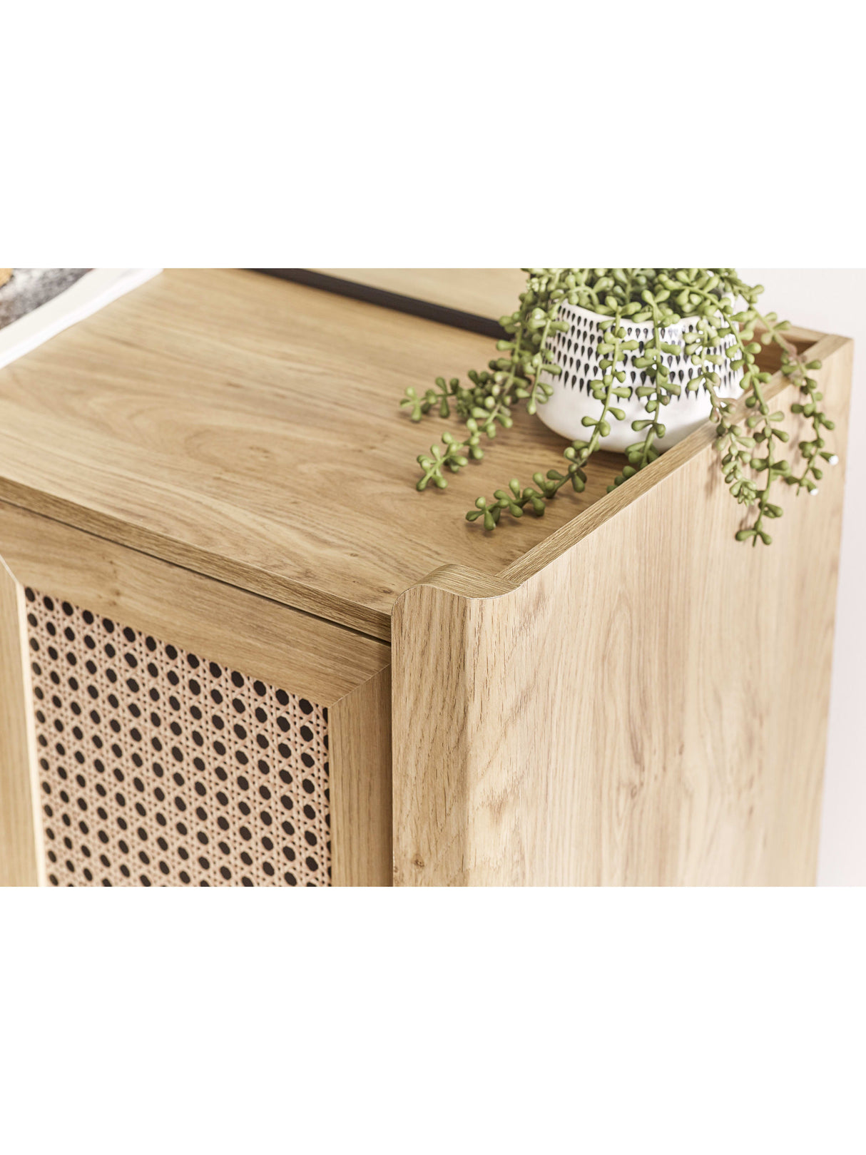 Sydney Rattan Print Side Table with Removable Shelf